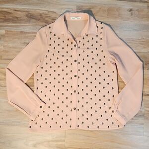 🔹️Hot & Delicious Blush Pink & Metal Skull Studded Long Sleeve Top Medium